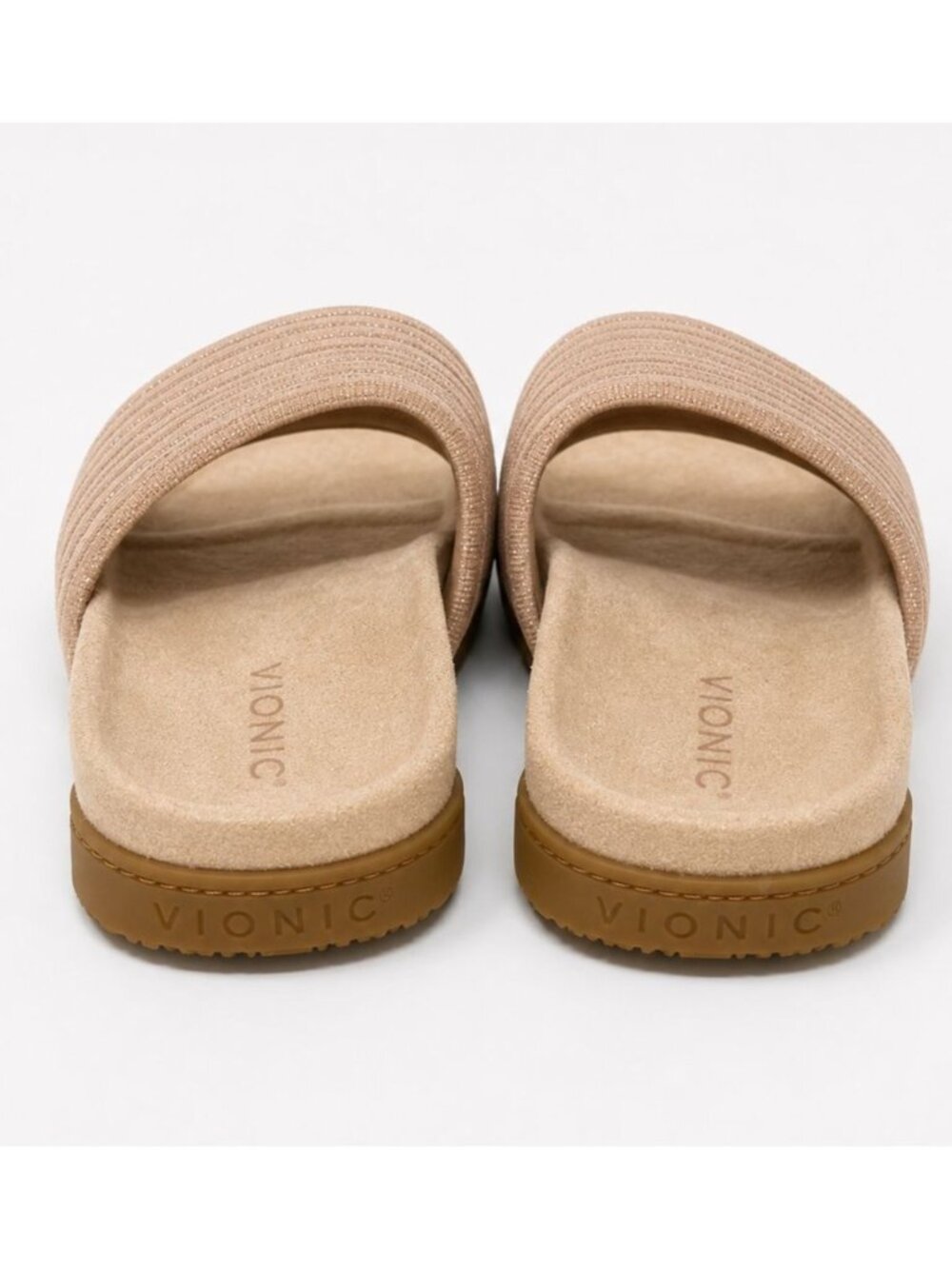 Vionic Evie Supportive Ribbed Knit Slide Sandal Rugby Tan Women 7.5 Arch Support - Picture 8 of 8